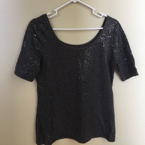 Banana Republic dark gray sequined T, small - Picture 1 of 2